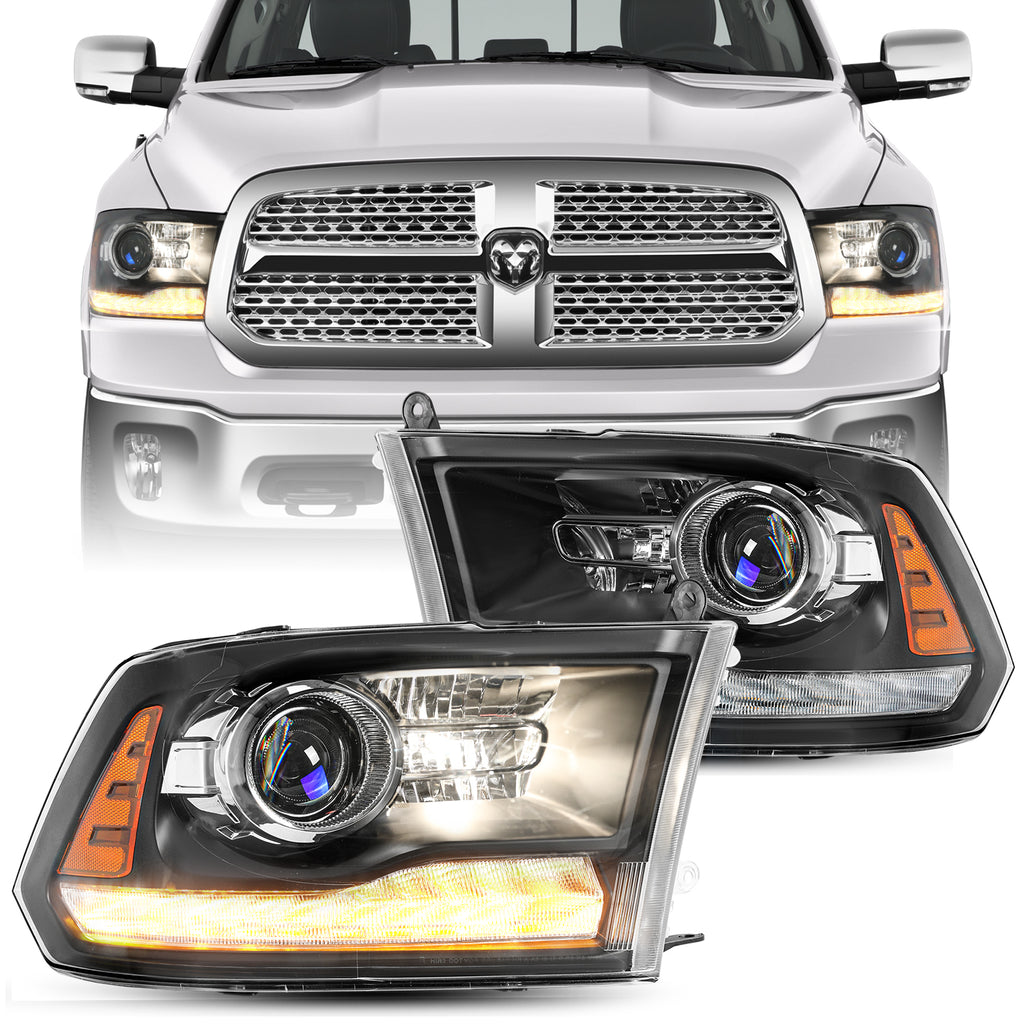 2013-2018 Dodge Ram 1500 2500 3500 LED DRL Projector Headlights