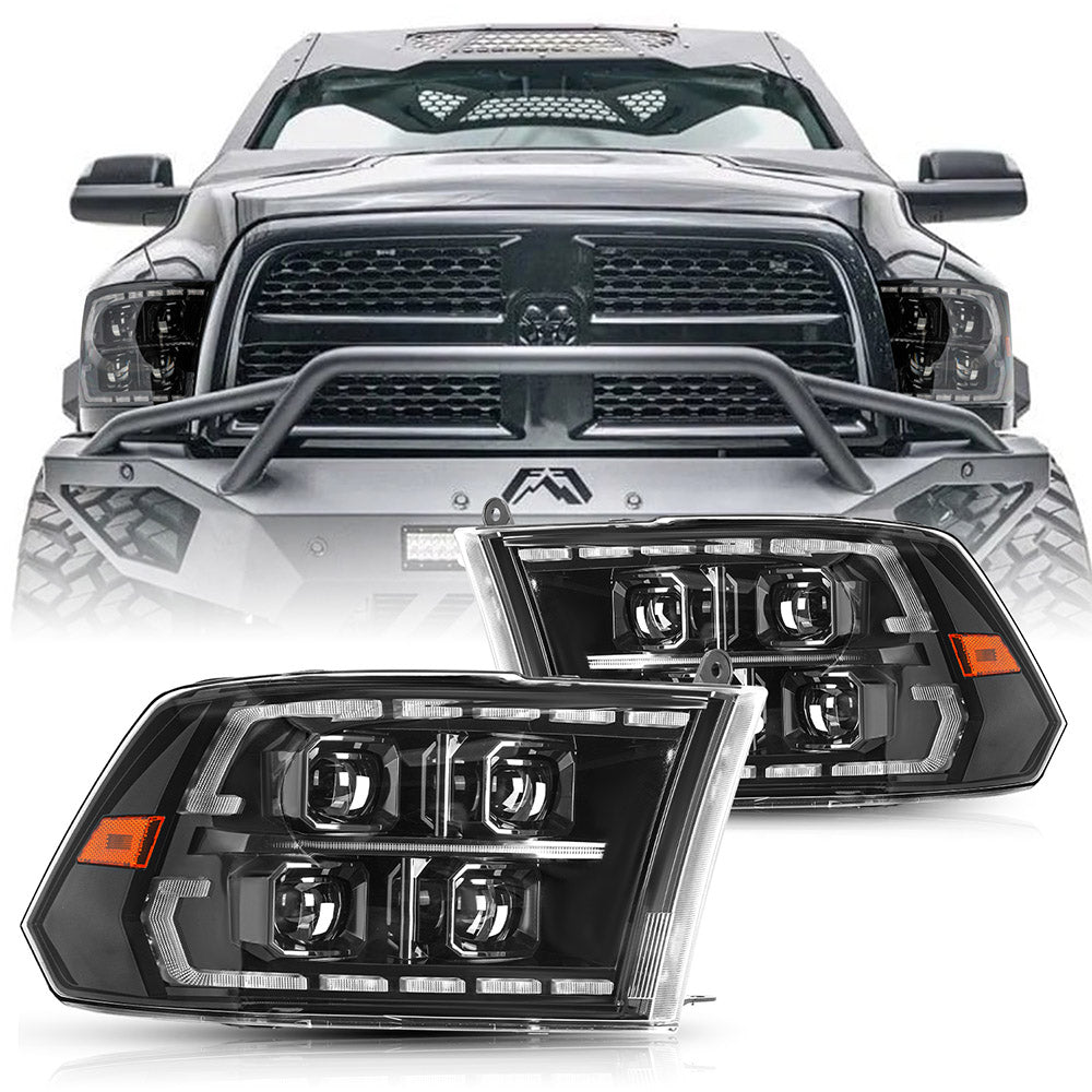 Full LED Headlights For 2009-2018 Dodge RAM 1500 2500 3500 Classic  2019-2021 L+R